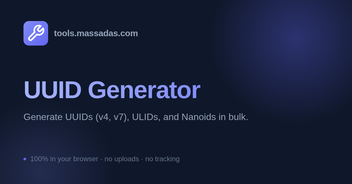 UUID Generator — tools.massadas.com